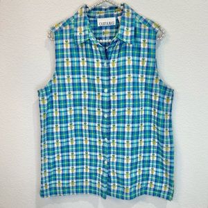 Casualmax Vintage Sleeveless Plaid Top